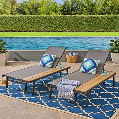 Outdoor Lounge with Side Table (Set of 2) Grey Fabric Water Resistant