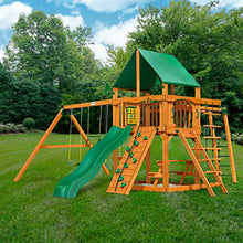 Gorilla Playsets Navigator Wooden Swing Set with Green Canopy Brown