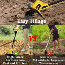 GHRERTX Electric Garden Tiller Rotavator,Cordless Soil Cultivator Scarifiers with 4000mAh Battery Powered, 25Cm Working Width, 22Cm Tilling Depth, Tiller Garden Tools,for Lawn Patch Soil