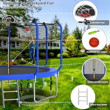 Lyromix 14FT Outdoor Trampoline with Basketball Hoop & Net Navy Blue