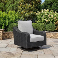 Signature Design by Ashley Beachcroft Casual Outdoor Weather Resistant Rust Free Swivel Lounge Chair with Removable Cushion, Light Gray & Black