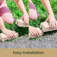 Beuta Landscape Edging | Garden Edging Border | Polyrock Bricks for Lawn edging, Flower beds, Pathways & Yard Edging– 40 Packs | Each Section Has 6 Bricks 48"L x 4"W x 2.25"H |120 Spikes|Cobblestone