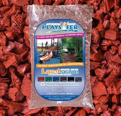 Playsafer Red Rubber Mulch 77 Cu. Ft. 2000 Lbs. Pallet - 50 Bags Tera Cotta