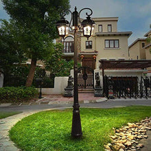 Lights Outdoor European Outdoor Retro Street Light Patio Residential Area High Pole Light Waterproof Floor Lamp Vintage Victoria Glass Lantern Lawn Garden Street Light Villa E27 Decoration Post Lamp S