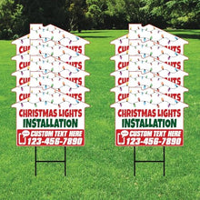 Custom Christmas Lights Installation Yard Sign, Waterproof Corrugated Plastic - Ideal for Commercial & Residential Holiday Lighting Services, VP25537 (Multicolor, Pack of 100, 24" x 18", Double Sided)