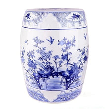 Ceramic Garden Stool Decorative Garden Stools Ceramic Dressing Stool Outdoor Drum Pier Classical Chinese Hand-Painted Blue Flowers And Birds Drum Stool Shower Stool Ornament Garden Stool Ceramic