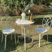 FENOKD Patio Table Set Garden Decor Outdoor Garden Furniture Iron Material Bistro Side Table 23.6 Inch White (White)