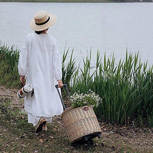 Country Picnic Basket with Liner Hand-Made Storage Basket Portable Woven Basket Outdoor Basket Suitable for Storage and Camping
