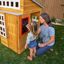 KidKraft Modern Outdoor Wooden Playhouse with Picnic Table, Mailbox, Grill Natural