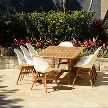 Amazonia Angus Deluxe 9-Piece Rectangular Patio Dining Set Teak Wood White Chairs