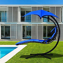 Hanging Chaise Lounger Chair Arc Stand Porch Swing Hammock Chair Canopy - Navy!