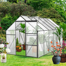 ACQCA 6x12 FT Polycarbonate Greenhouse with Sliding Door and Adjustable Roof Black