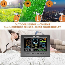 SHANBOYU Wireless Weather Station with Outdoor Sensor, Weather Station with Solar Cell, Measures Weather ecast, temperature, air pressure, humidity, wind meter, rain meter, moon phase, alarm clock