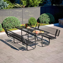 SENPUST 72" Picnic Table with Backrest, Rectangular Metal Picnic Table