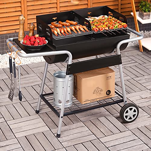MZGYYD Half Oil Barrel Stove with Barbecue Grill Field Oil Barrel Barbecue Grill Household Folding Charcoal Grill