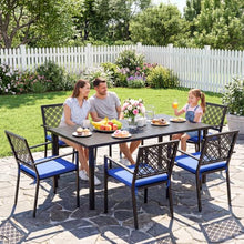 7 Piece Outdoor Dining Set with 6 Dining Chairs for Deck Garden Poolside