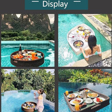 Floating Tray Wood Ratten Floating Pool Tray Stylish Breakfast Food Serving Tray on The Water for Swimming Pool Party,Wood