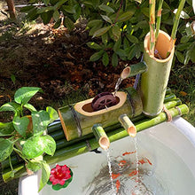 Relaxing Tabletop Waterfall Fountain, Handcrafted Bamboo Water Fountain with Water Wheel, Natural Bamboo Decor for Indoor and Outdoor Garden Fountain,50cm
