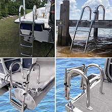 Boat Ladder Platform 4 Step for Swimming Pool, Removable Pontoon Ladders Boats Heavy Duty, Telescoping Marine Yacht Dock