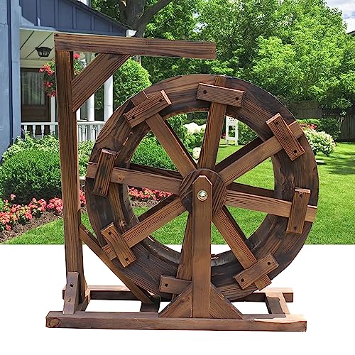 Water Wheel Fountain,Garden Water Fountain,Fountain Feng Shui Wheels Yard Decorative Outdoor,Vintage Rustic Ornamental Pond,Decorative Outdoor Indoor Balcony for Garden,Patio Backyard,Porch,Yard (Siz