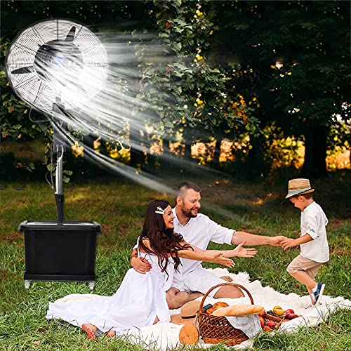 CUTPOIY Outdoor Misting Fan, Adjustable Height 60° Oscillating Pedestal Fan with 3 Speeds for Garage, Patio, Workshop, Fan Blade 650mm