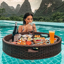 TEmkin Floating Tray Table for Beach Party Large Swimming Pool Floating Beverage Bar Floating Tray for Adults Floatin Plate for Food on The Water (Brown 80cm)