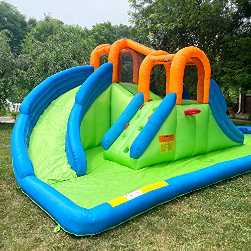 Bounceland Island Water Park Water Slide Green Blue