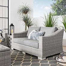 Modway Conway Outdoor Patio Wicker Rattan Loveseat in Light Gray Gray