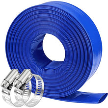 ZCBYBT Heavy Duty Backwash Pool Hose Flat Water Discharge Hose with Clamp Weather Resistant,1inch,50m