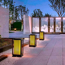 VELLOW Outdoor Post Lights,Square E27 External Pedestal Lamp,1 Pack Gate Bollard Pillar Light,Sand Textured Black With Imitation Marble Lampshade,Decorations Landscape Lighting For Patio Porch Railing