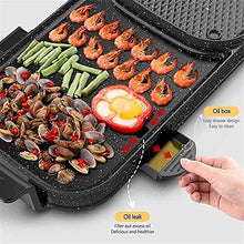 Korean BBQ Grill Home Use Multi-function Electric Grill, 2 In 1 Electric Barbecue Indoor and Outdoor Hot Pot Large Capacity Non-Stick Pan with 5 Temperature Adjustments, fo