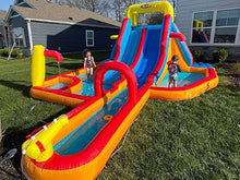 Inflatable Water Slide Adult, 19.2X14 Ft Waterslide Inflatable Water Bounce House for Backyard, Double Slide/Splash Pool/ 680W Blower/ 10 Accessories, Large Families Use Hold for 10 Kids Party Fun