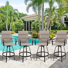 Vongrasig 4 Piece Outdoor Patio Swivel Bar Chairs, All Weather Padded Sling Textile High Top Bar Stools, Bistro Set for Backyard, Lawn Garden, Balcony, Gray
