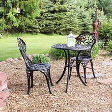 Sunnydaze 3-Piece Black Outdoor Cast Aluminum Patio Bistro Set