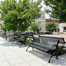 JCSRYD Garden Benches for Outdoors, Black Park Bench Cast Iron Patio Garden Bench, Sturdy Steel Frame Furniture Chair with Armrests for Porch, Yard, Lawn, Balcony, 1300lbs(71in)