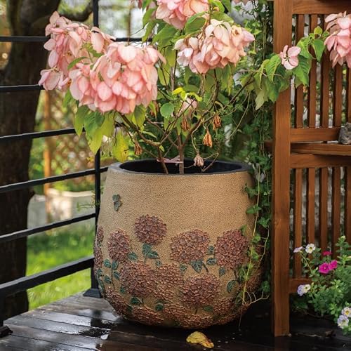 Resin-Stone Composite Pots for Plants, Vintage Plant Pot with Drainage Hole, Classic Flower Pot, Outdoor Large Planter for Gardening, Hotel Decoration(Clay,Medium)