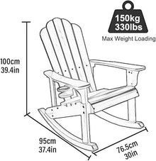 KGBNYSS Arm Chair Outdoor Patio Seating for Adults, All Weather Front Porch Rocking Chair for Outside/Deck/Garden/Pool/Yard, Loads 330lb(Black)