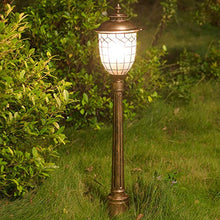 Lights Outdoor Stripe Glass High Pole Light Lantern E27 Retro IP55 Waterproof Outdoor Street Post Light Lawn Garden Metal Aluminum Pillar Light Park Path Lighting Column Lamp Stadium (Color : Black)