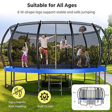 Lyromix 16FT Pumpkin Trampoline with Sprinkler & Basketball Hoop Navy Blue