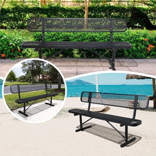 8FT Park Benches for Outside,Heavy Duty Commercial Park Bench, Outdoor Metal Bench with Backrest & Portable Frame, 96" Black Weatherproof Carbon Steel Garden Bench for Shopping Malls, School, Patios