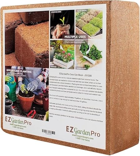 UBICON Organic Coco Coir Block - 11 lb Garden Soil for Indoor & Outdoor Use