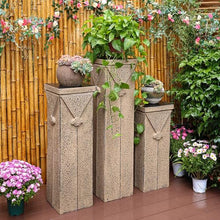 ARCVOX Xiangyun Decorative Column Stand, Garden Plant Pedestal, Asian Home Decor Antique Stone Look, Traditional Pillar Sculpture Display(Size L)