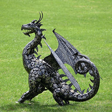 Zaer Ltd. 4.5ft Tall Large Metal Dragon Statue Decoration (for Outdoor or Indoor use) (Tail Looping Upward)