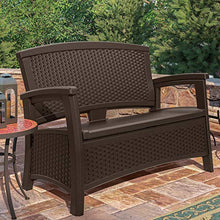 Suncast Resin Wicker Loveseat w/Storage & Resin Wicker Coffee Table w/Storage
