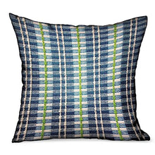 Plutus Brands Garden Tassel Blue Stripes Luxury Outdoor/Indoor Throw Pillow