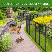 Dogelsy Decorative Garden Metal Fence 54ft (L)×40in (H) with 21 Panels 3 Gate Outdoor, No Dig Rustproof Wire, Animal Barrier Fencing for Outdoor Yard Patio Flower Bed,（Black-Silver）