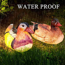 Mandarin Duck Statue Garden Animal Lamp Resin Figurines Light Ornament Waterproof for Patio Lawn Yard Porch Outdoor Decoration Gift