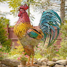 Zaer Ltd. 5.5 ft. Tall Painted Iron Rooster Garden Statue "Robert