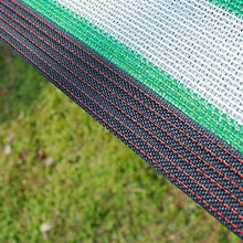 HQQMNY Shading Net with Eyelets, Sun Net, 90% Shading Rate, Shade Net, Garden Umbrella, Privacy Screen for Garden, Plants, Greenhouse(Stripes (Green + White),9m x 9m)
