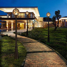 Lights Outdoor Courtyard E27 Column Light Villa Landscape Lighting Fixture European Traditional Mediterranean Aluminum Ball Streetlight Glass Globe Waterproof Lawn Light Garden Community Park Pathway